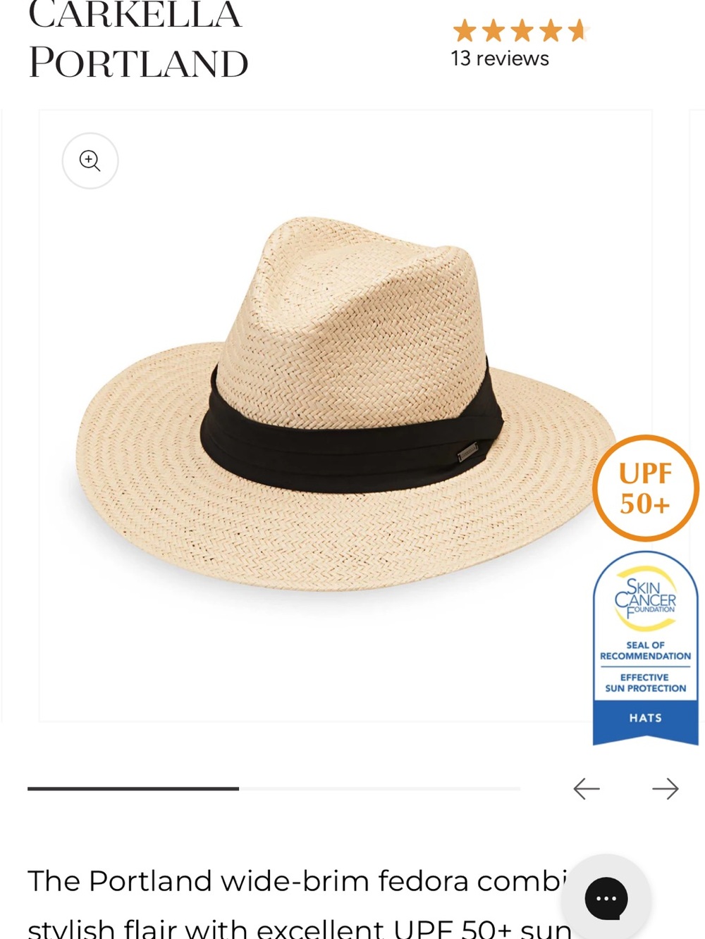 Wallaroo Portland Wide-Brim Fedora Hat - Natural with Black Band